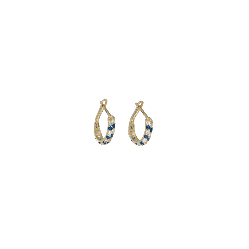 Orecchini A Cerchio Oro 9k Per Bambina E Donna – Con Zirconi – Misure 14-16-18 Mm – Made In Spain